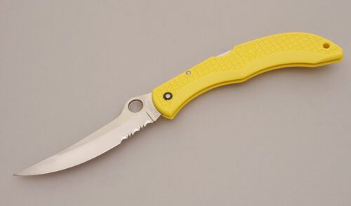 Spyderco Knives C17PSYL Clipit Catcherman with Yellow Textured FRN Handles handle material - Obverse Side - Item #KLC11672