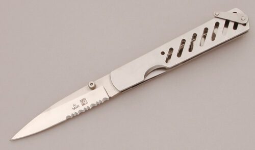 Al Mar Knives Quicksilver Linerlock Folder with Stainless Steel Scales handle material - Obverse Side - Item #KLC11673