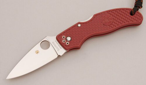Spyderco Knives C52BRG Calypso Jr. Lockback with Burgandy FRN Frame handle material - Obverse Side - Item #KLC11684