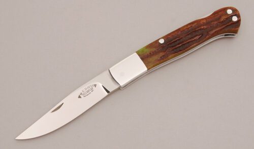 W.C. "Bill" Davis Custom Lockback Folder with Bone Stag Handle Scales handle material - Obverse Side - Item #KLC11697