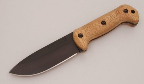 Camillus Cutlery BK&T Companion with Tan & Black Canvas Micarta handle material - Obverse Side - Item #KLC11717