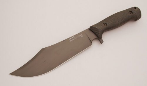 Spartan Blades Horrigan Bowie with Black Canvas Micarta Scales handle material - Obverse Side - Item #KLC11718