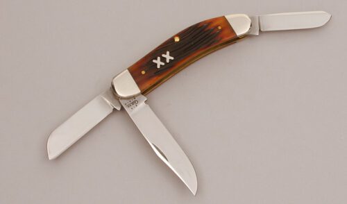 Case Cutlery TB6339 Sowbelly with Dark Amber Jigged Bone Scales handle material - Obverse Side - Item #KLC11725