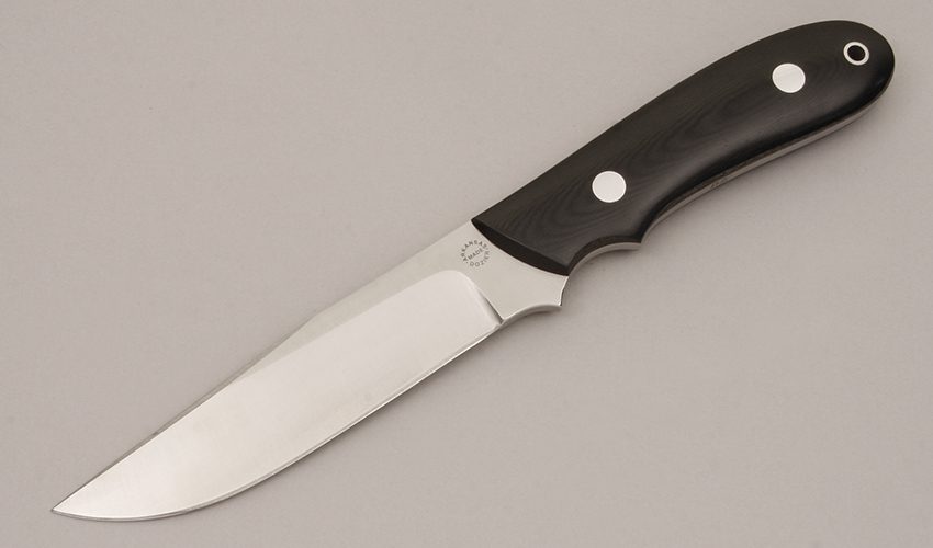 Dozier Knives Professional Guides Knife with Black Linen Micarta Scales handle material - Obverse Side - Item #KLC11748