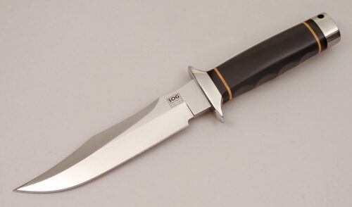 Sog Knives S2 Trident with Stacked Micarta Handle handle material - Obverse Side - Item #KLC11749