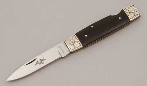 Marble's Knives Lockback Folder with Buffalo Horn Handle Scales handle material - Obverse Side - Item #KLC11753