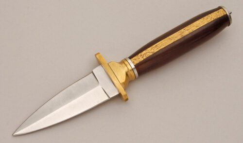 Jerry Sokol Boot Knife with Ebony Wood Handle handle material - Obverse Side - Item #KLC11766