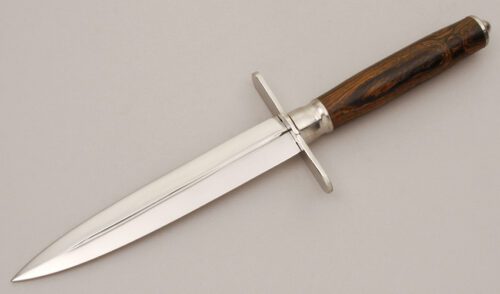 Jerry Sokol Stiletto Boot Knife with Bocote Wood Handle handle material - Obverse Side - Item #KLC11767