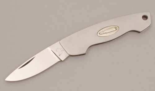 Hen & Rooster CM-9 .300 Savage Canoe with Stainless Steel Frame handle material - Obverse Side - Item #KLC11782