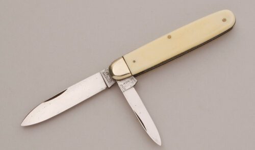 Bruckmann Knives Two Blade Jack with Ivory Celluloid Scales handle material - Obverse Side - Item #KLC11785