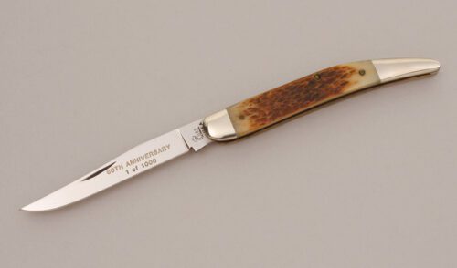 Queen Cutlery 60th Anniversary Toothpick with Jigged Bone Scales handle material - Obverse Side - Item #KLC11790
