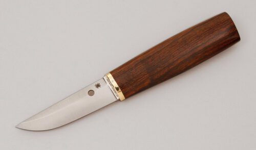 Spyderco Knives FB28WDP Pekka Tuominen Puukko with Arizona Ironwood Handle handle material - Obverse Side - Item #KLC11799