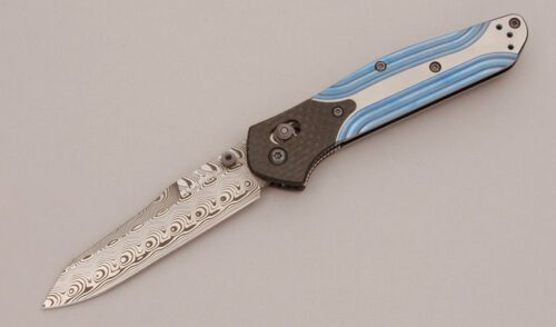 Benchmade Knives 940ti-91 Gold Class Osborne with Blue Titanium Handle Scales handle material - Obverse Side - Item #KLC11803