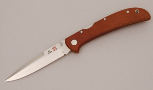 Al Mar Knives Eagle Talon Ultralight Lock Bk with Natural Canvas Micarta handle material - Obverse Side - Item #KLC11806