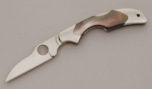 Spyderco Knives Kiwi Midlock Folder with Black Lip Pearl Scales handle material - Obverse Side - Item #KLC11809