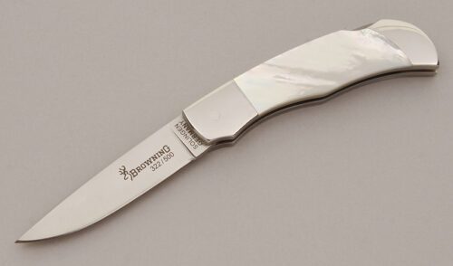 Browning Knives 578 Bailey Bradshaw Lockback with Mother of Pearl Scales handle material - Obverse Side - Item #KLC11810