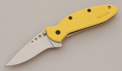 Kershaw Knives 1620YL Scallion Linerlock with Yellow Glass Filled Nylon handle material - Obverse Side - Item #KLC11814