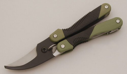 Leatherman Tool Vista Hunting Multitool with Olive Green & Black Handles handle material - Obverse Side - Item #KLC11820