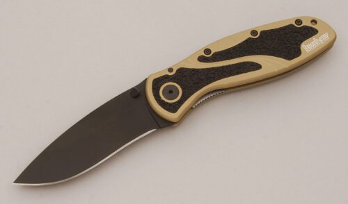Kershaw Knives 1670 Ken Onion Blur Linerlock with Desert Sand Anodized Aluminum handle material - Obverse Side - Item #KLC11821