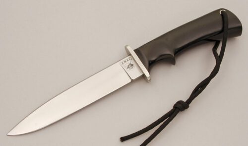 Blackjack Knives A.W.A.C Assualt Team Knife with Black Micarta Handle handle material - Obverse Side - Item #KLC11833