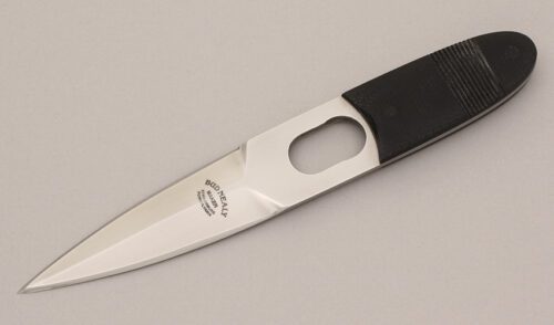 Bud Nealy Lapel Dagger with Black G10 Scales handle material - Obverse Side - Item #KLC11843