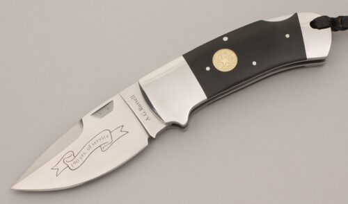 A.G. Russell 2013 Texas Ranger Beast with Ebony Rucarta Scales handle material - Obverse Side - Item #KLC11846