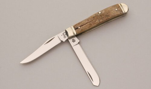 Case Cutlery I207 Trapper with Bark Mammoth Ivory Scales handle material - Obverse Side - Item #KLC11864