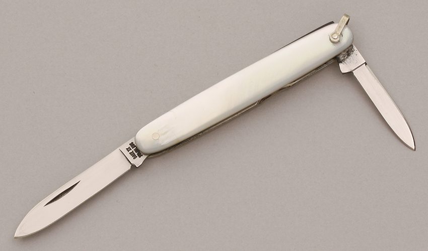 Case Cutlery 82053 Senator Pen Knife with Mother of Pearl Scales handle material - Obverse Side - Item #KLC11868