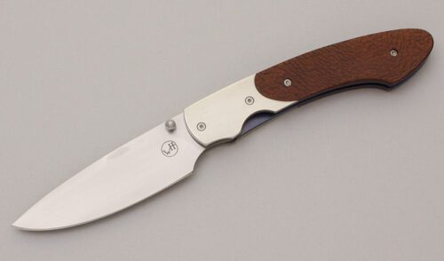 William Henry Knives T10 Linerlock Folder with Australian Fishtail Oak Burl handle material - Obverse Side - Item #KLC11877