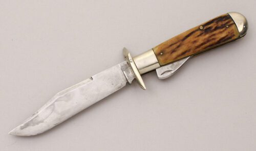 Marble's Knives Safety Folder with Stag Handle Scales handle material - Obverse Side - Item #KLC11904