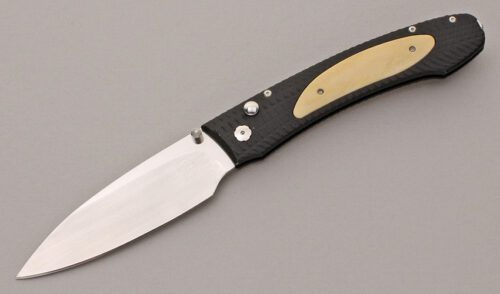 William Henry Knives WHE10-AG1 Button Lock Folder with CNC Machined Aluminum Frame handle material - Obverse Side - Item #KLC11914