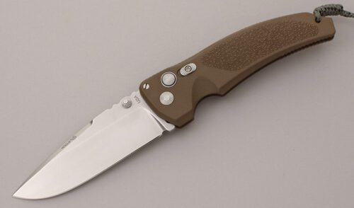 Hogue Knives EX-03 Button Lock Folder with Flat Dark Earth Polymer Frame handle material - Obverse Side - Item #KLC11923