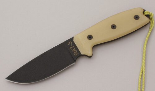 Ontario Knife Co. Rat-3 with Krytoglow Handle Scales handle material - Obverse Side - Item #KLC11930