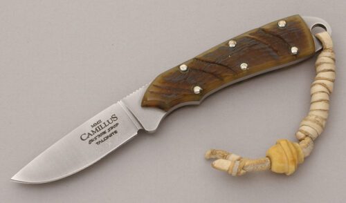 Camillus Cutlery Custom Shop Mini Talon with Rams Horn Scales handle material - Obverse Side - Item #KLC11937