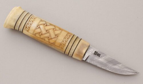 Kellam Knives Custom Saami Knife with Reindeer Antler Handle handle material - Obverse Side - Item #KLC11943