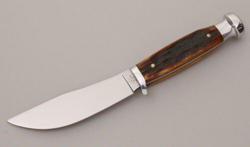 Queen Cutlery Skinner with Amber Bone Stag Scales handle material - Obverse Side - Item #KLC11948