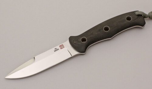 Al Mar Knives Mini SERE Operator with Black Micarta Scales handle material - Obverse Side - Item #KLC11950