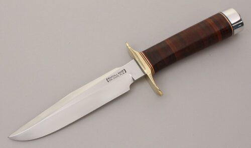 Randall Knives Model 1-6 Fighter with Stacked Leather Handle handle material - Obverse Side - Item #KLC11953