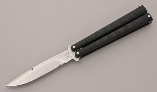 Benchmade Knives Model 259B Weehawk Butterfly with Black Coated With Black Insert handle material - Obverse Side - Item #KLC11956