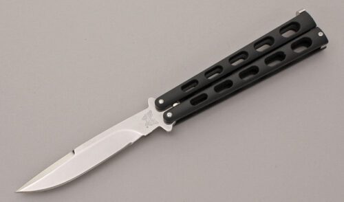 Benchmade Knives Model #239B Weehawk Butterfly with Black Coated Steel Handles handle material - Obverse Side - Item #KLC11959