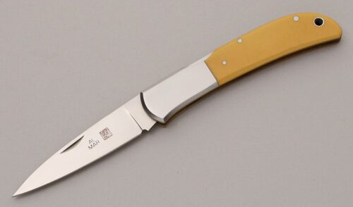 Al Mar Knives Model 1003 Falcon Midlock with Ivory Micarta Scales handle material - Obverse Side - Item #KLC11981