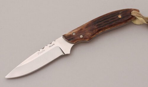 Kelgin Knives Small Hunter with Jigged Bone Handle Scales handle material - Obverse Side - Item #KLC12006