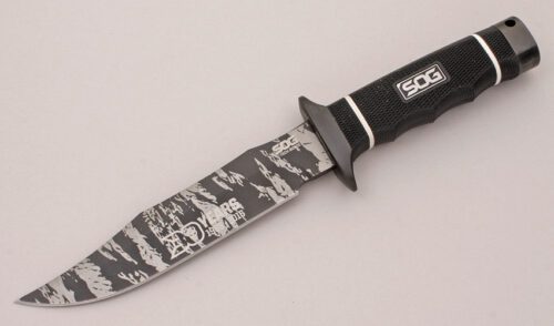 Sog Knives 30th Anniversary Tech Bowie with Kraton Handle handle material - Obverse Side - Item #KLC12014