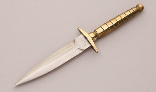 J.M.Mc. Boot Dagger with Brass Handle handle material - Obverse Side - Item #KLC12020
