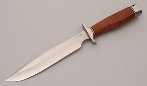 Sog Knives Agency with Stacked Leather Handle handle material - Obverse Side - Item #KLC12023