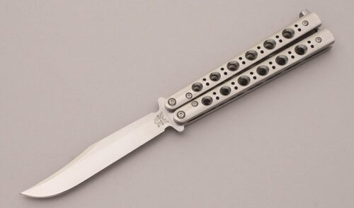 Benchmade Knives Model 63 Balisong Butterfly with Stainless Steel handle material - Obverse Side - Item #KLC12027