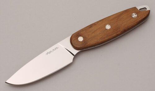 Xikar Cutlery Bamboo Drop Point Hunter with Bamboo Handle Scales handle material - Obverse Side - Item #KLC12034
