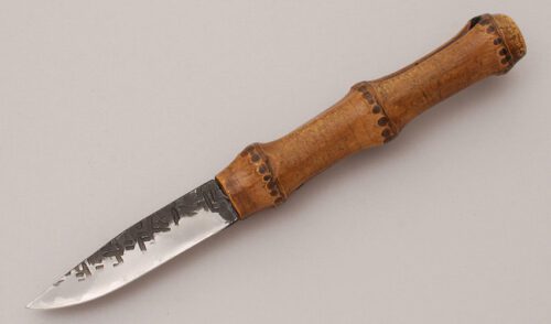Unknown Maker Japanese Clip Point Hunter with Bamboo Handle handle material - Obverse Side - Item #KLC12038