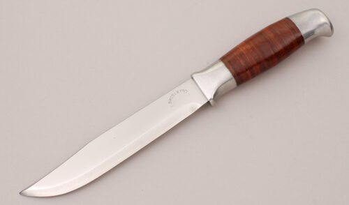 Brusletto Knives Hunter with Stacked Leather Handle handle material - Obverse Side - Item #KLC12048