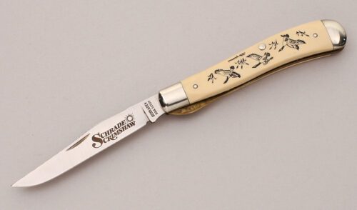 Schrade Cutlery SC503 Trapper with Ivory Delrin Scales handle material - Obverse Side - Item #KLC12055